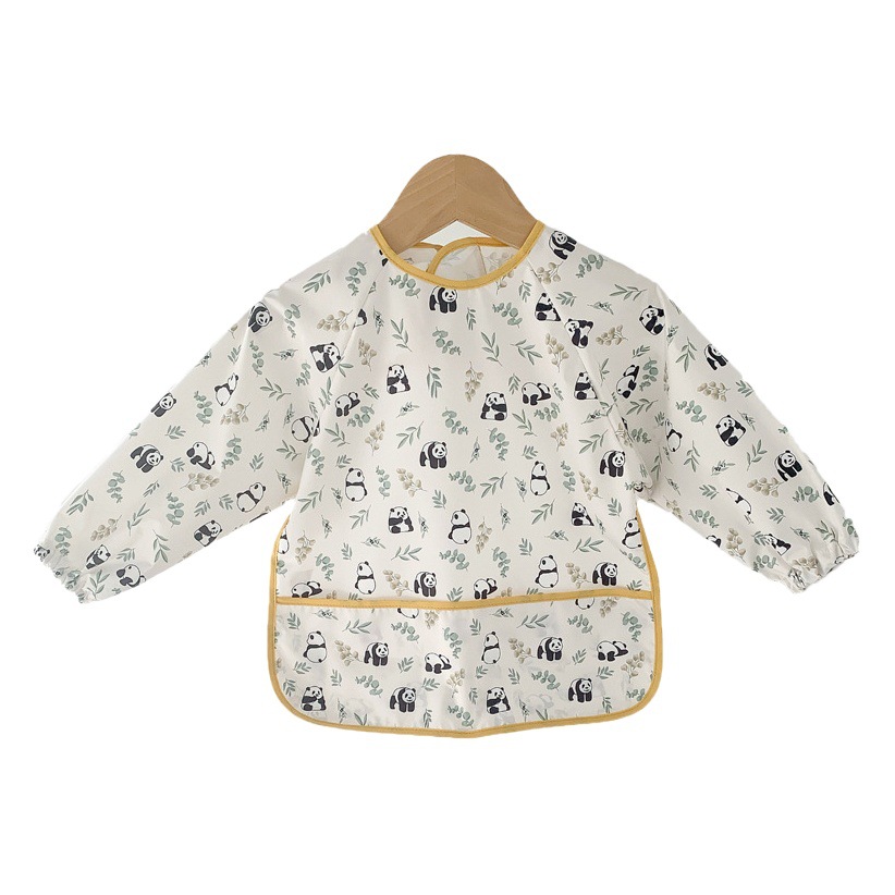 Biblioteca de bebé de algodón para niños mono de manga larga bebé comiendo babero impermeable bebé anti-vestirse suministros maternos e infantiles al por mayor