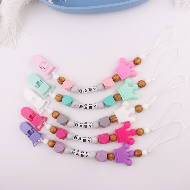 DIY baby pacifier chain molars toys food grade silicone anti-drop chain molars chain baby supplies