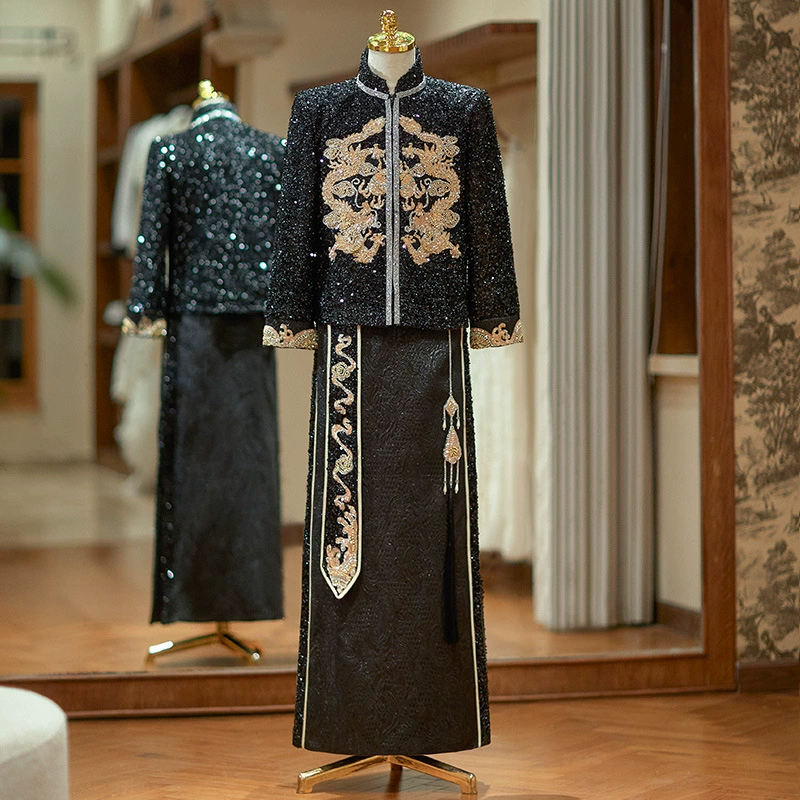 2025 Новый Жених Тост Мужская Свадебная одежда Китайский Свадебное платье