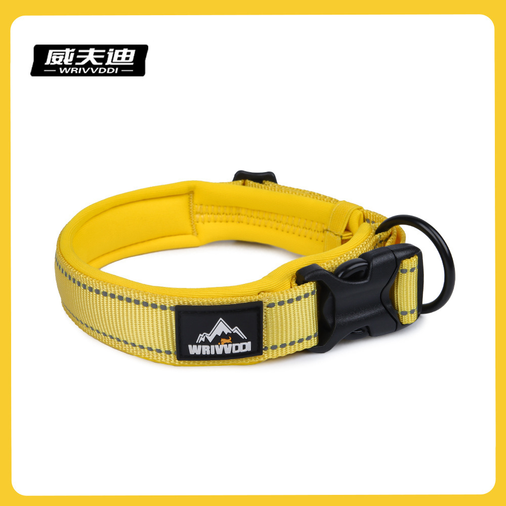Collar de perros ajustable collar de perros reflectante de nylon collar de perros a prueba de explosiones de tamaño medio collar de perros de color sólido