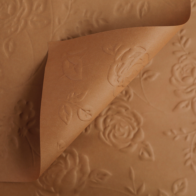 Papel estampado flor de rosa abierto papel estampado tridimensional cóncavo-convexo flores de papel de arte chino material de embalaje de flores papel de embalaje de plástico chino