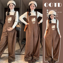 2025年秋冬高品质原创针织打底+卡通孕妇加绒时尚背带裤孕妇套装