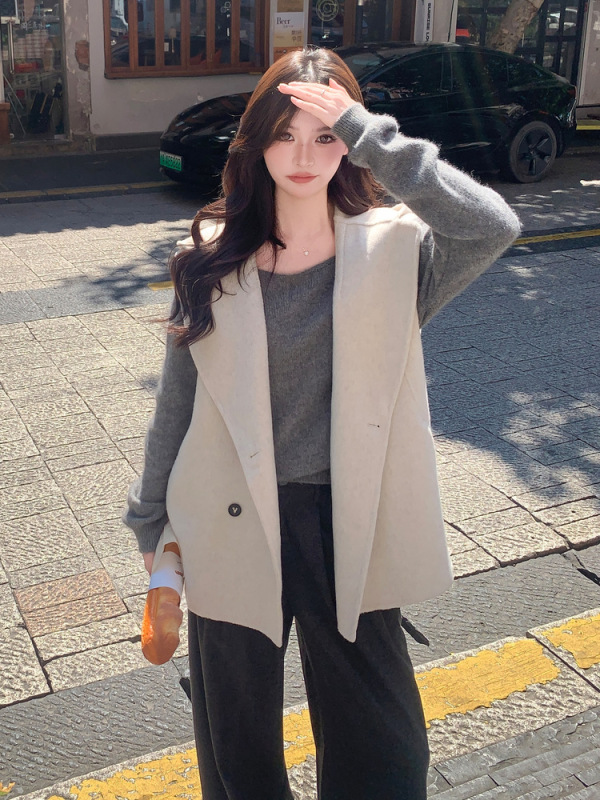 2025秋季新款女装羊毛呢马甲洋气时尚连帽背心百搭外套LS9651|undefined