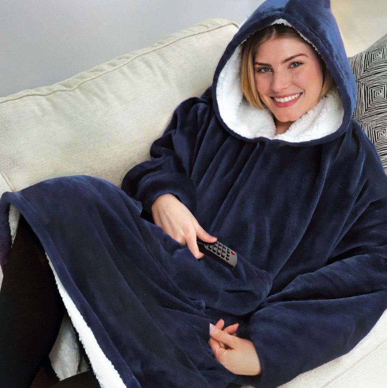 Huggle hoodieクロスボーダー750自宅で毛をつかんで帽子をかぶっている怠け者の寝衣のパジャマの外でテレビの毛布を着ます。|undefined