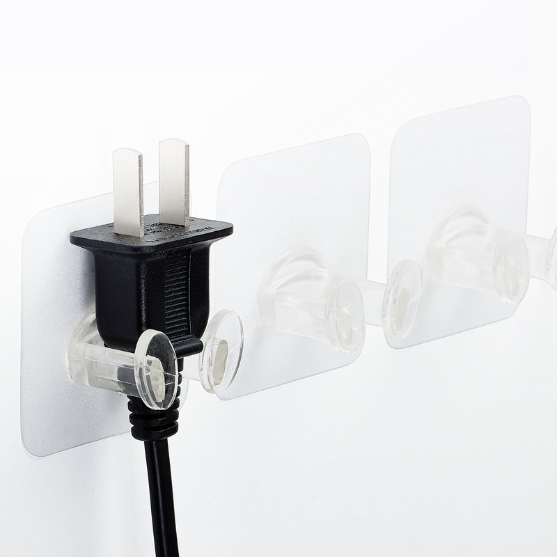 Transparent Adhesive Wall Hooks for Kitchen Socket Cable Organization, Home Plug Hooks, Kitchen Storage Sticky Hooks