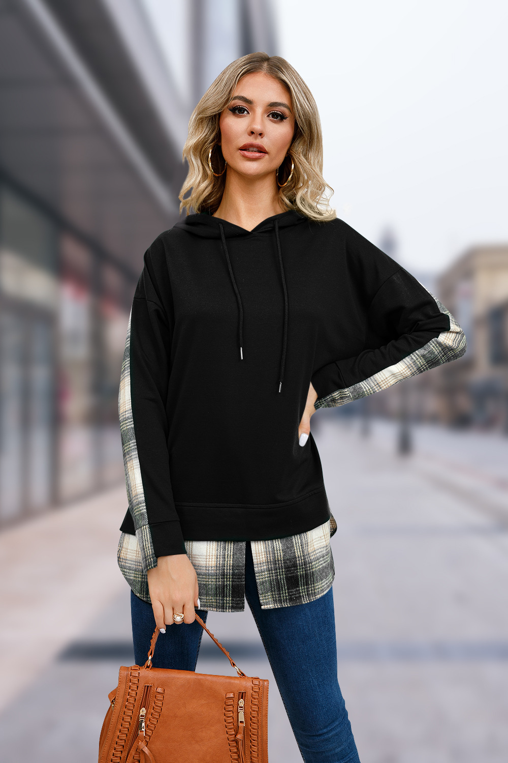 Women's Hoodies Long Sleeve Streetwear Plaid Solid Color display picture 10