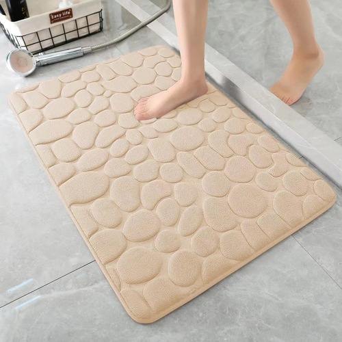 Cross-border embossed pebbles coral velvet floor mats door mats bathroom absorbent foot mats factory direct sales floor mats