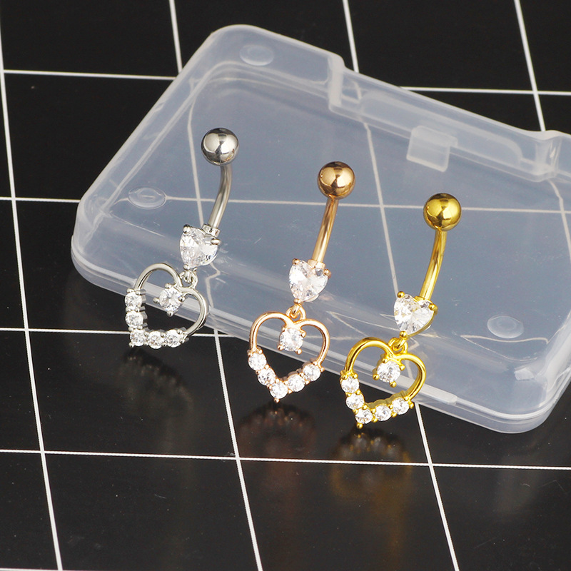 8g Weight Zircon Inlay Material 1 Piece Belly Rings Simple Style Classic Style Solid Color 304 Stainless Steel Inlay Zircon Belly Rings