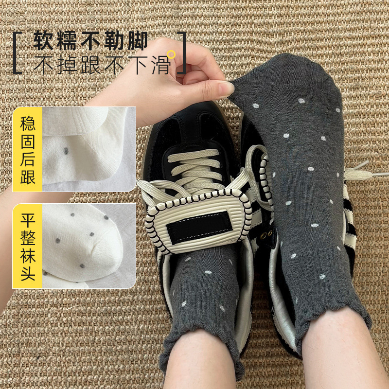 花边奶油袜子女秋季款中筒袜可爱复古系点子纱文艺波点短袜批发|undefined