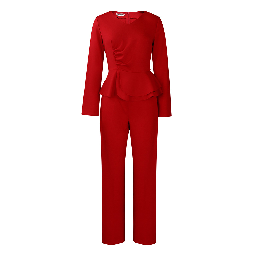 Du Quotidien Femmes Élégant Style Classique Couleur Unie Spandex Polyester Froufrous Plissé Ensembles De Pantalons Ensembles De Pantalons display picture 60