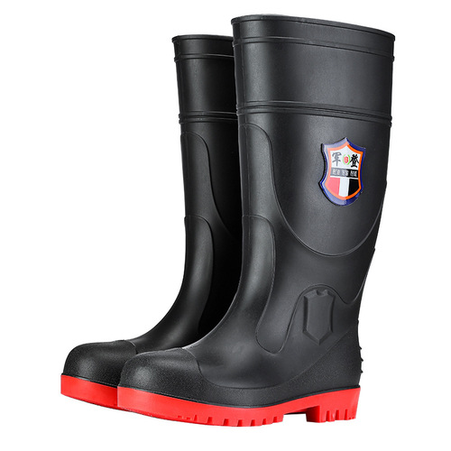 Thickened labor protection rain boots waterproof construction site water sole steel toe steel sole anti-puncture and anti-smash industrial men's water boots on behalf of