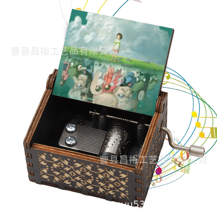 木製の手作りオルゴール創意カラープリント千と千尋のオルゴール木製の手を振ってオルゴールクロスボーダー専用です。