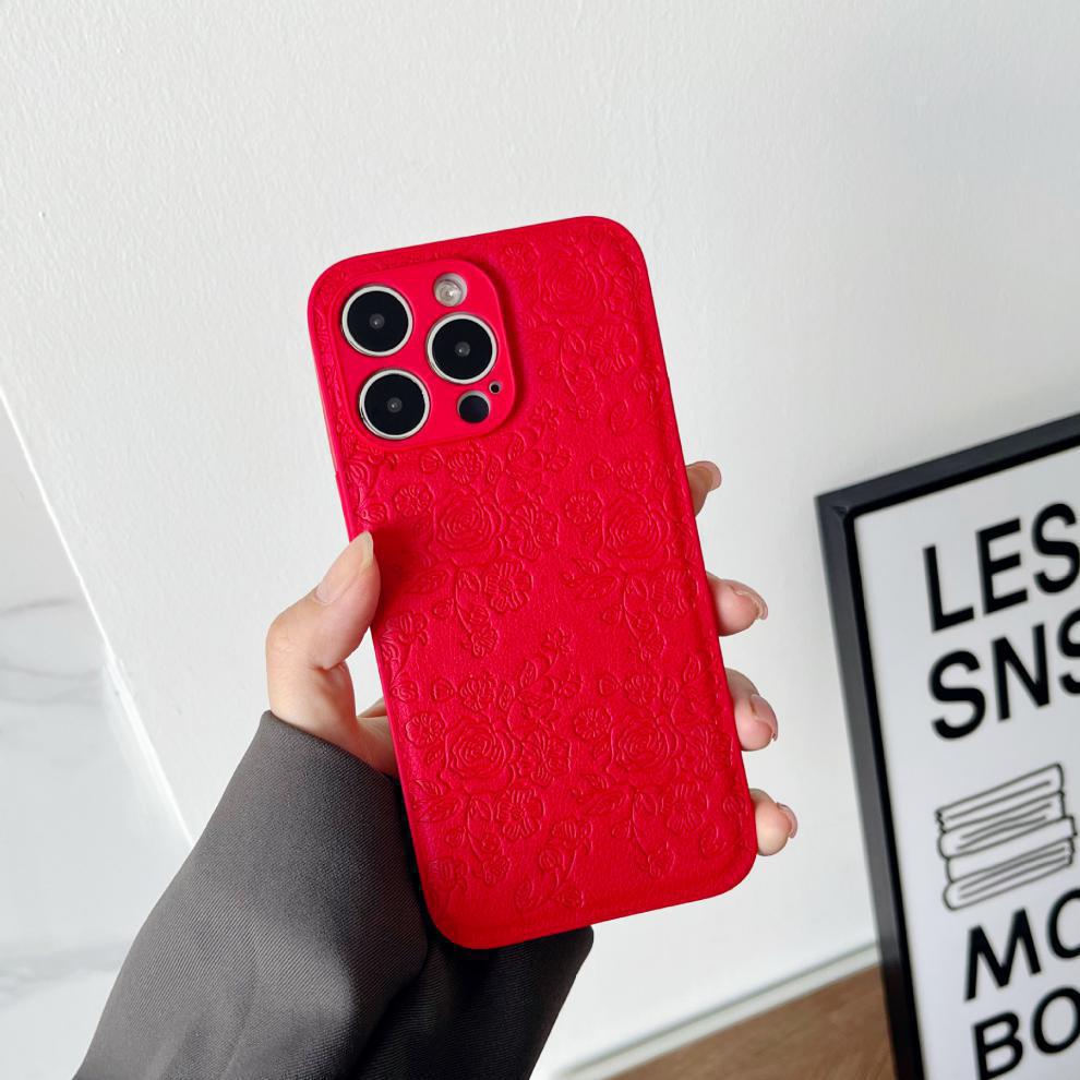 Rojo relieve floral pequeño ty