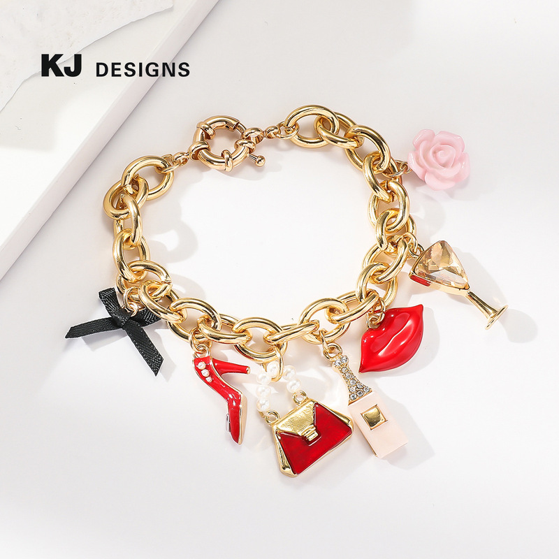 Kenjay 2024 Autumn and Winter Fashion Women European and American Original Design Bracelet Handbag Bow High Heels Multi Pendant Kenjay 2024 Autumn and Winter Fashion Women European and American Original Design Bracelet Handbag Bow High Heels Multi Pendant