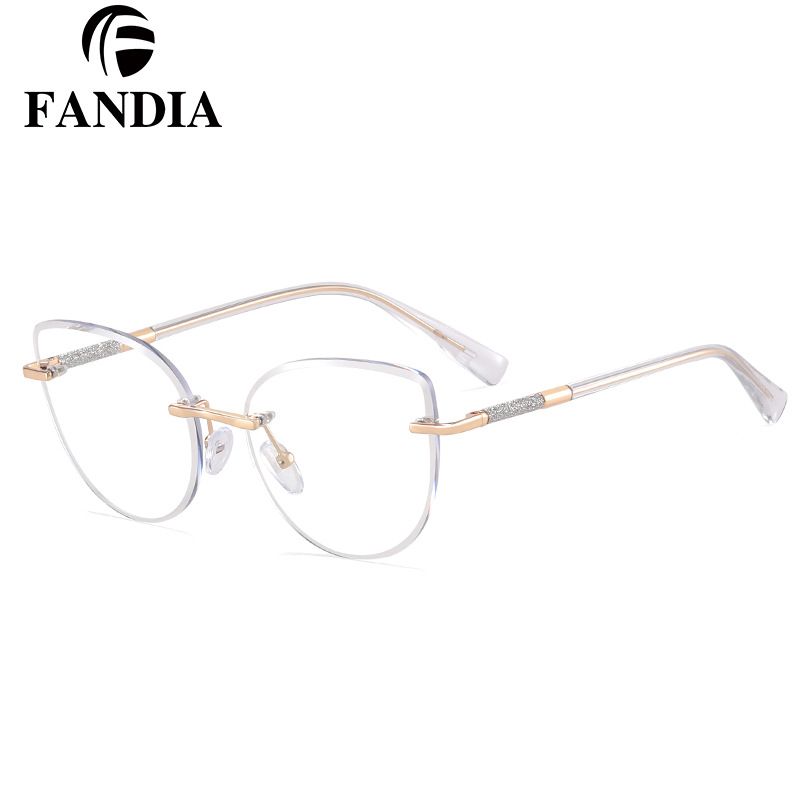 82141 nuevas gafas de moda sin marco de gafas de alta definición, fábrica de gafas de miopía al por mayor en stock image 3