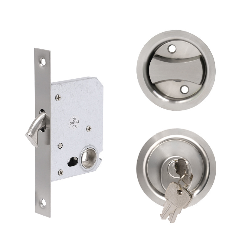 Cerradura de puerta de empuje de acero inoxidable personalizada cerradura de puerta invisible redonda perilla oculta cerradura de puerta corredera canal integrado cerradura de puerta oscura