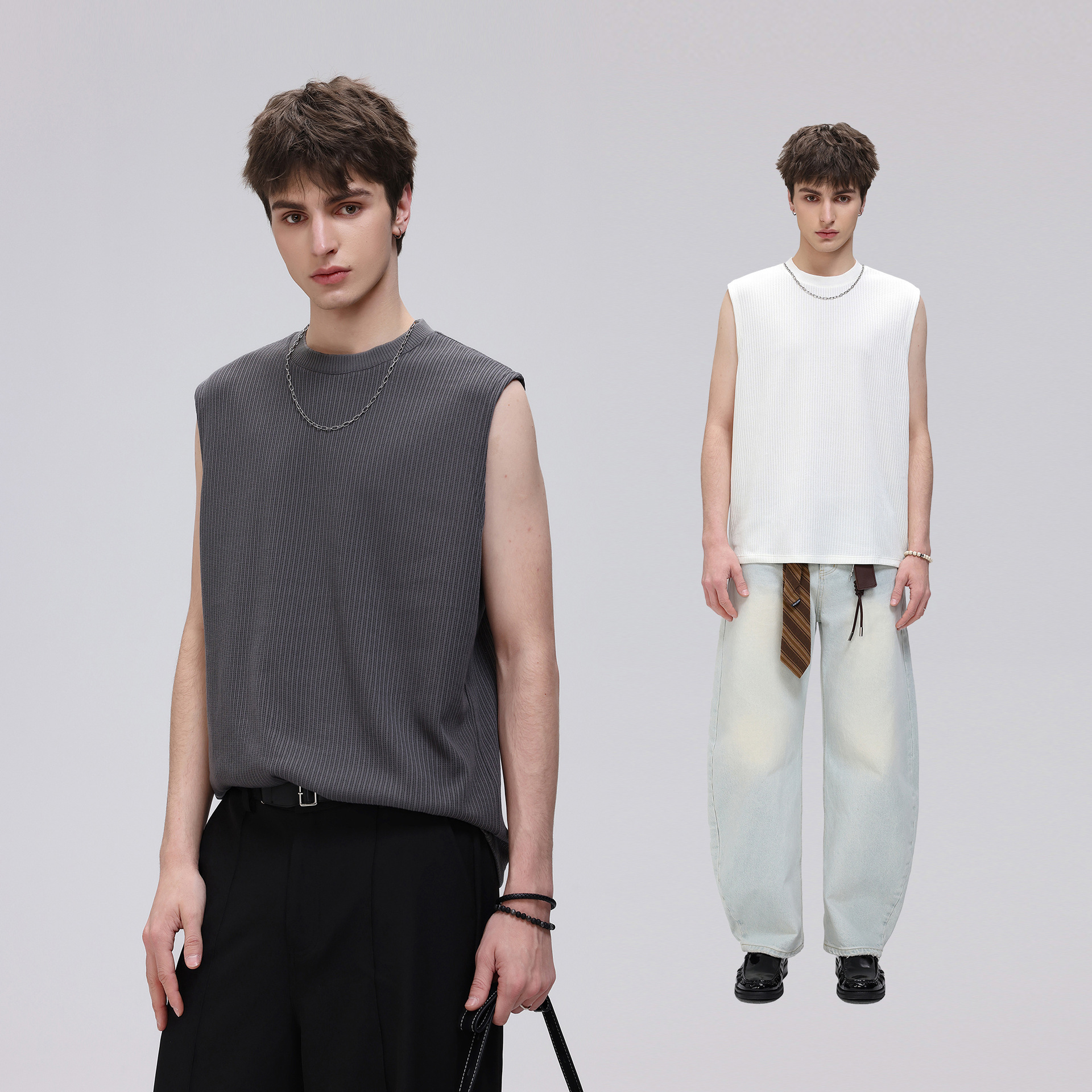 Men's Cooling Vertical Texture Sleeveless Shirt - Breathable Muscle Tank For Summer Activewear_viptrois.com