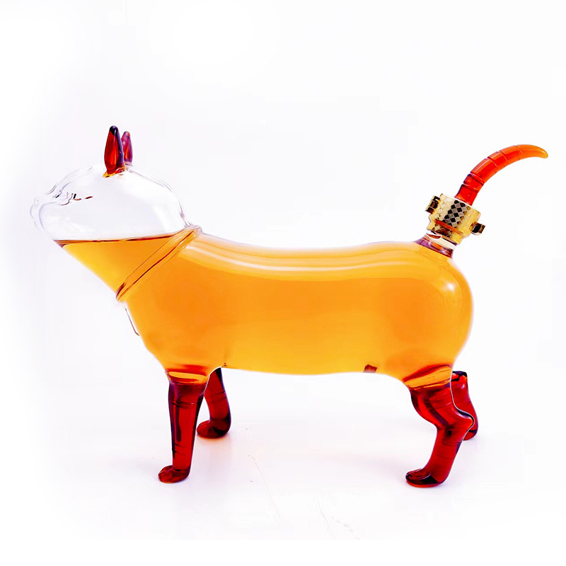 动物造型泡酒瓶招财猫泡酒瓶加厚高硼硅玻璃酒瓶创意酒瓶工艺酒瓶