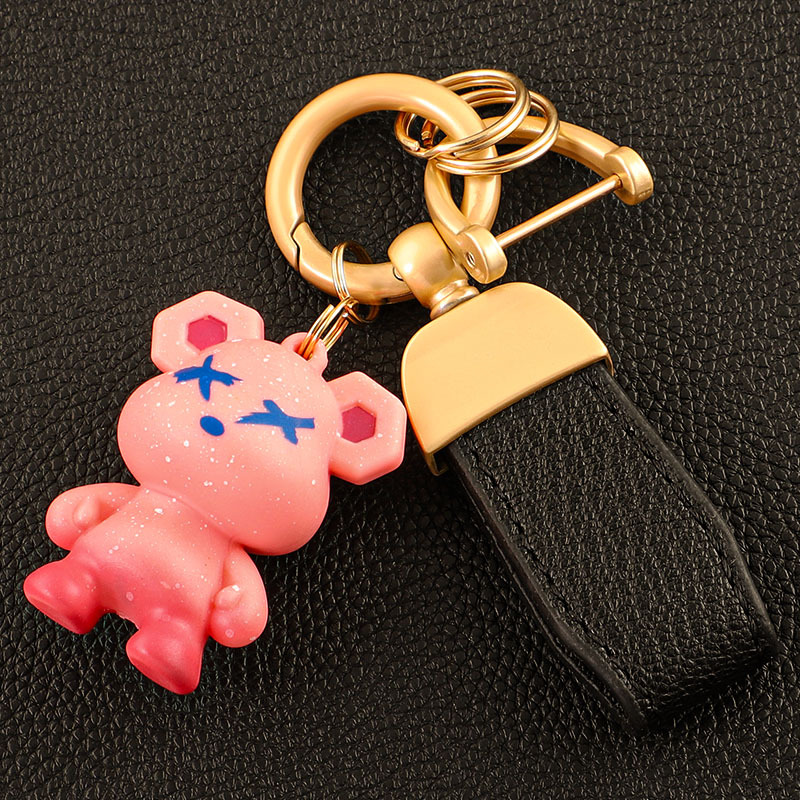 Llavero de coche transfronterizo osito INS macaron color violento llavero colgante bolso colgante llave