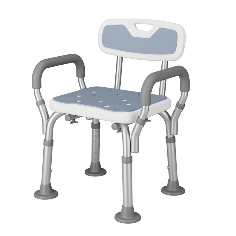 Silla de baño transfronteriza para personas mayores con reposabrazos y respaldo, taburete de baño para mujeres embarazadas, taburete de ducha para baño, sin necesidad de herramientas.
