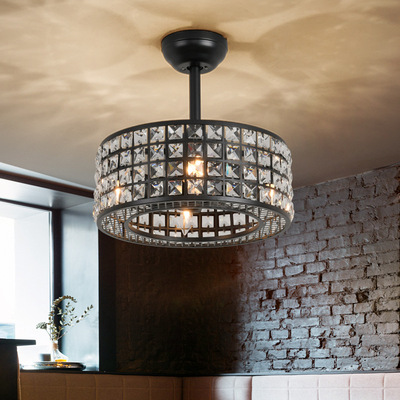 隐形风扇灯 静音美式工业风餐厅卧室家用吊扇led跨境出口款风扇灯