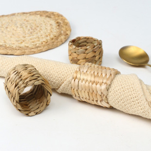 Customized Straw Napkin Ring, Table Setting, Cattail Straw Napkin Ring, Hand-Woven Gourd Straw Napkin Ring, Western Food Straw Buckle