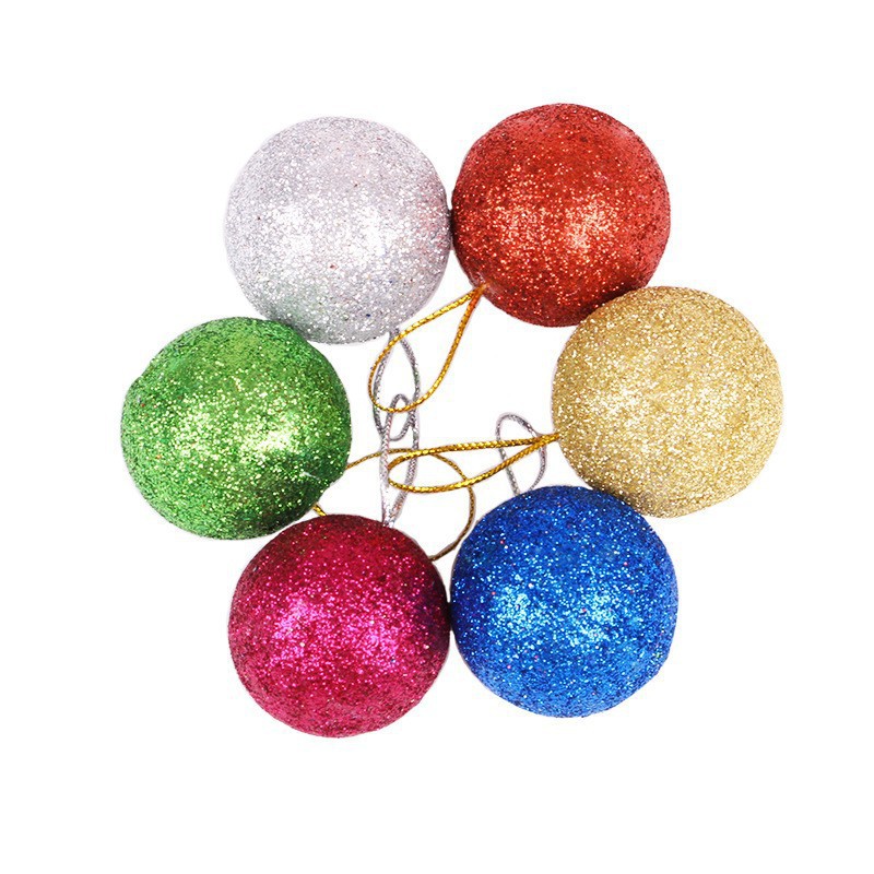 Adornos colgantes de Navidad en stock 2026, decoraciones para árboles de Navidad, bolas de Navidad de 4cm y 5cm de espuma con purpurina