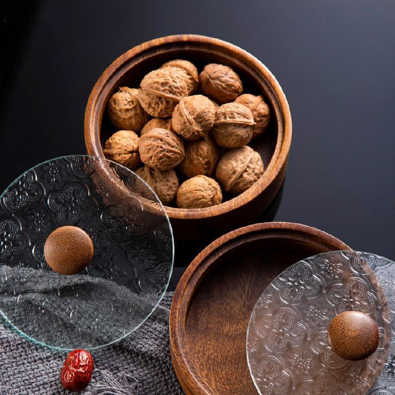 Fábrica directa japonesa Begonia flor vidrio nogal plato de fruta hogar creativo plato de fruta snack plato de tuerca al por mayor