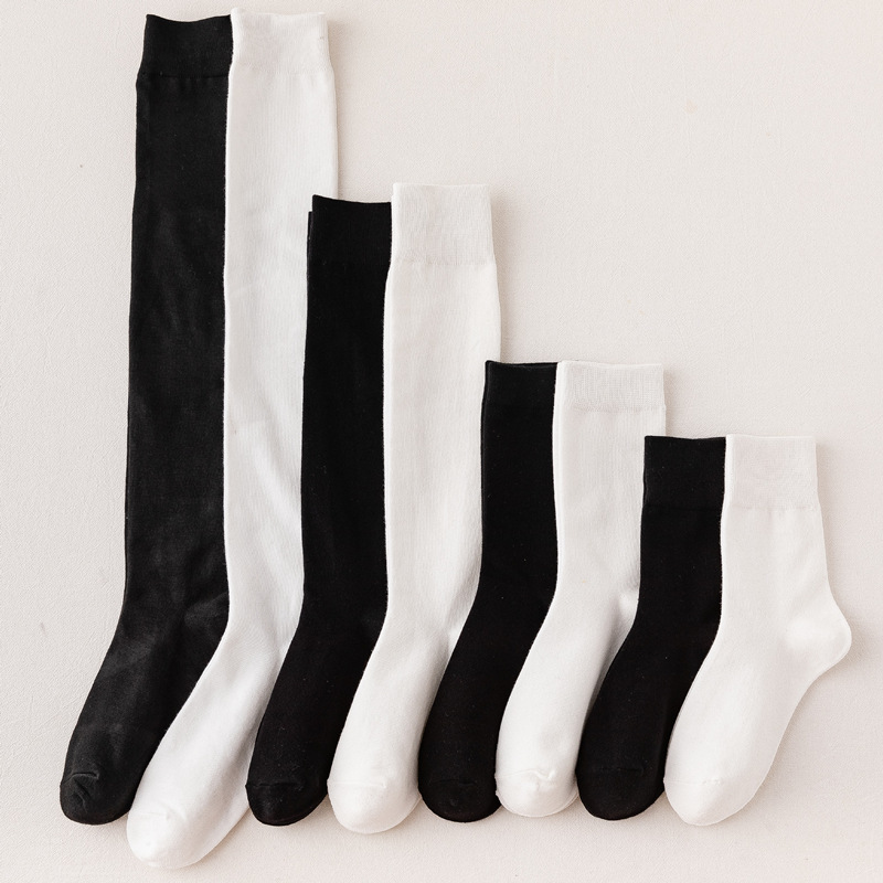 jk cotton socks mid-calf socks over the knee calf black and white student uniform socks cotton half female high-top Japanese South Korea