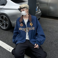 国境を越えたアメリカのレトロで高級感のある街頭秋の紳士服刺繍ジャケット
