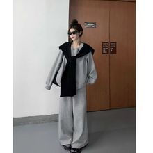 300斤大码女装休闲运动套装秋冬胖mm240宽松显瘦卫衣阔腿裤两件装