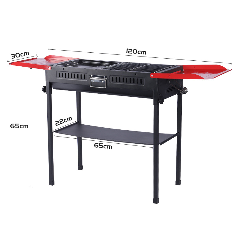 Gran barbacoa portátil plegable barbacoa parrilla al aire libre camping barbacoa parrilla freír y hornear de doble uso horno de carbono al por mayor