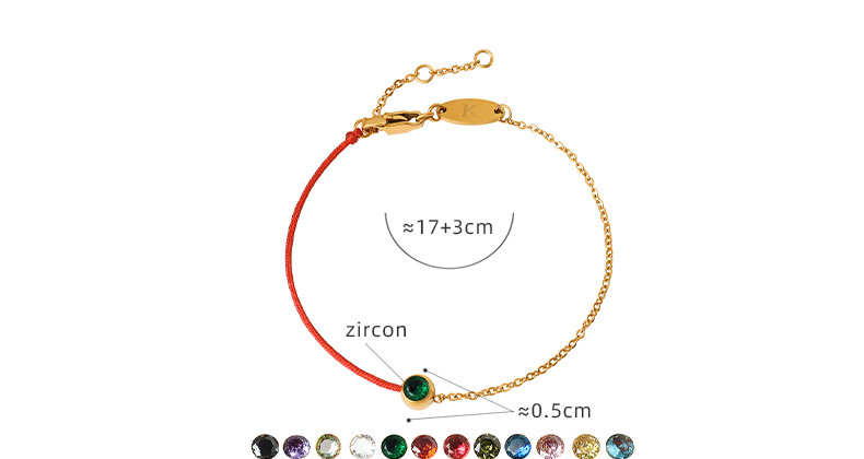 Red String Chain Link Bracelet With Gemstone For Men And Women_voghion.com