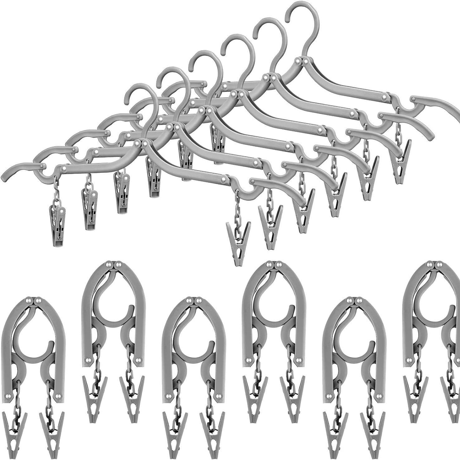 Gray folding hanger with clip portable travel simple hanger multi-functional plastic hanger Gray