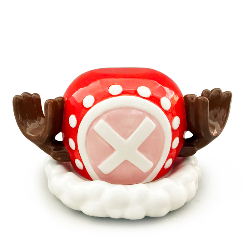 Anime One Piece Luffy Sombrero de paja Taza de café de cerámica Juego de tazas y platos de café creativo