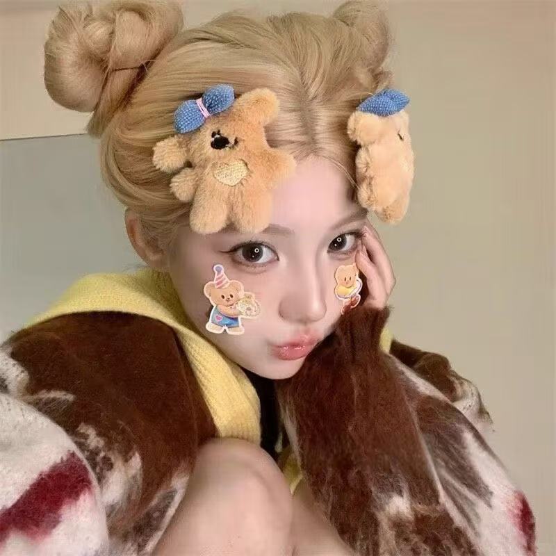 漫画人形ぬいぐるみレッサーパンダヘアピンサイドクリップ大型BBクリップヘアアクセサリーヘアピンメイクアップクリップぬいぐるみ|undefined