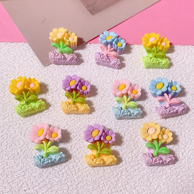 Nueva serie de color macarón roca flor serie diy accesorios de resina pegamento crema caja de teléfono móvil joyería para el cabello colgantes botones de zapatos