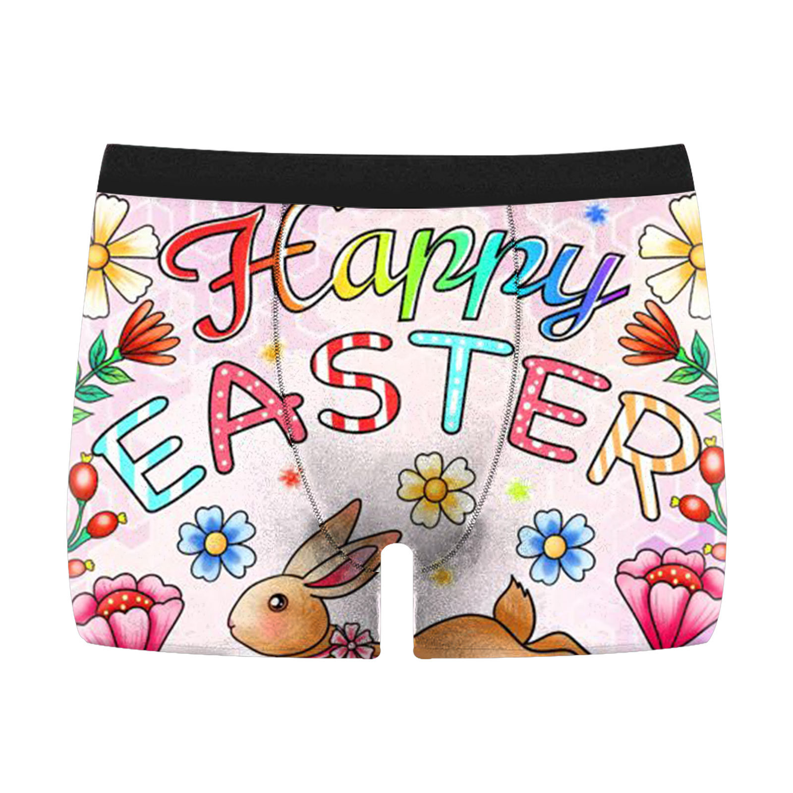 Easter Bunny and Chick 3D Print Men's Briefs Breathable Milk Silk Fabric Four-Piece Pajamas Straight Leg Pajamas