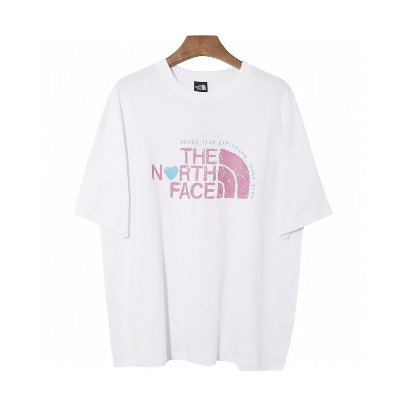 NTノースフェイスの純綿Tシャツの正しいバージョン、男性と女性用、カップル向けの同じスタイル、トレンディなプリント、幅広で多用途、カジュアル半袖|undefined