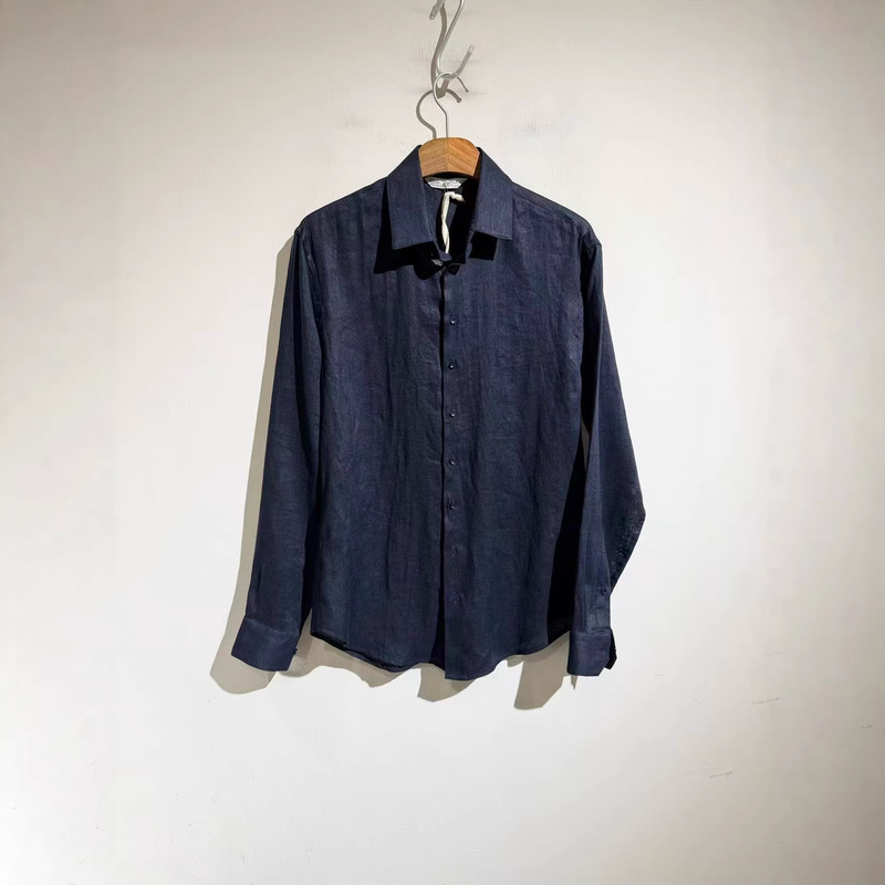 Autumn Style Men's Color-Changing Casual Comfortable Breathable Shirt Linen Blend Long-Sleeved Shirt Solid Color Versatile Retro