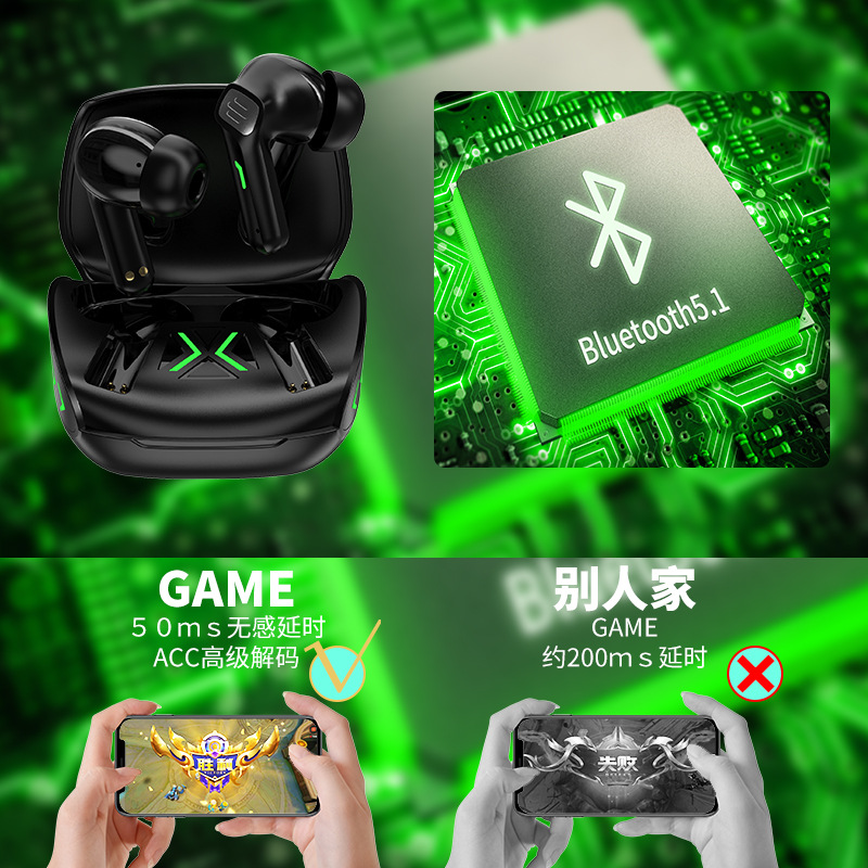 Ghadshi Y1 e-sports juego de auriculares bluetooth retardo cero ENC de doble cubierta de reducción de ruido de llamadas auriculares inalámbricos transfronterizos