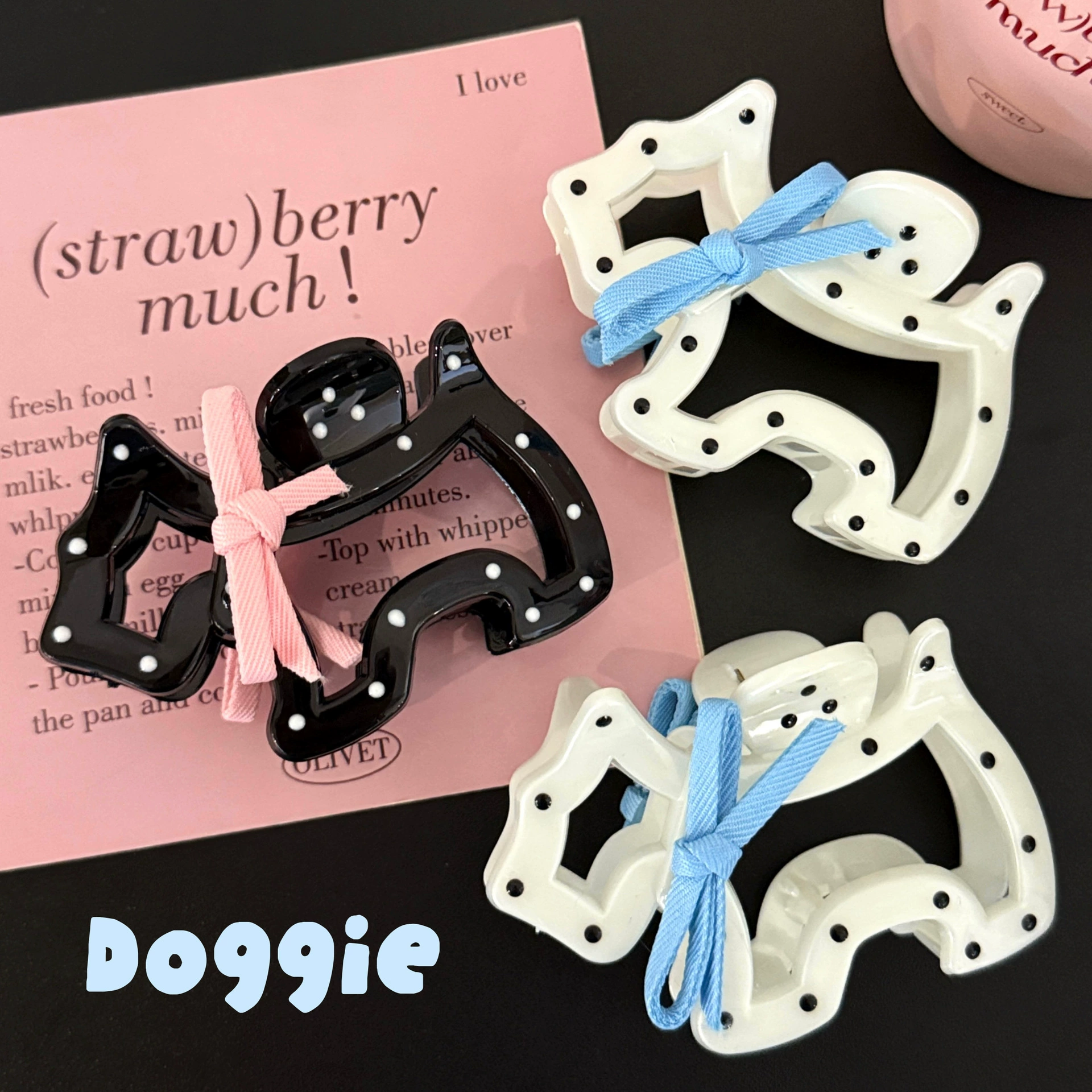 Crab pin with bow, shark, hairgrip, high-quality style