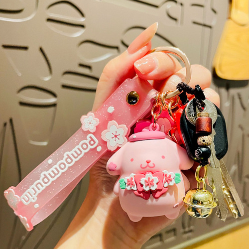 KT Sakura Season Keychain Creative Pink Hello Kitty Doll School Bag Small Gift Pendant Wholesale