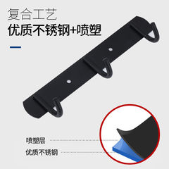 Stainless steel black hooks with thick solid rod hangers, bathroom and kitchen adhesive hooks, factory wholesale