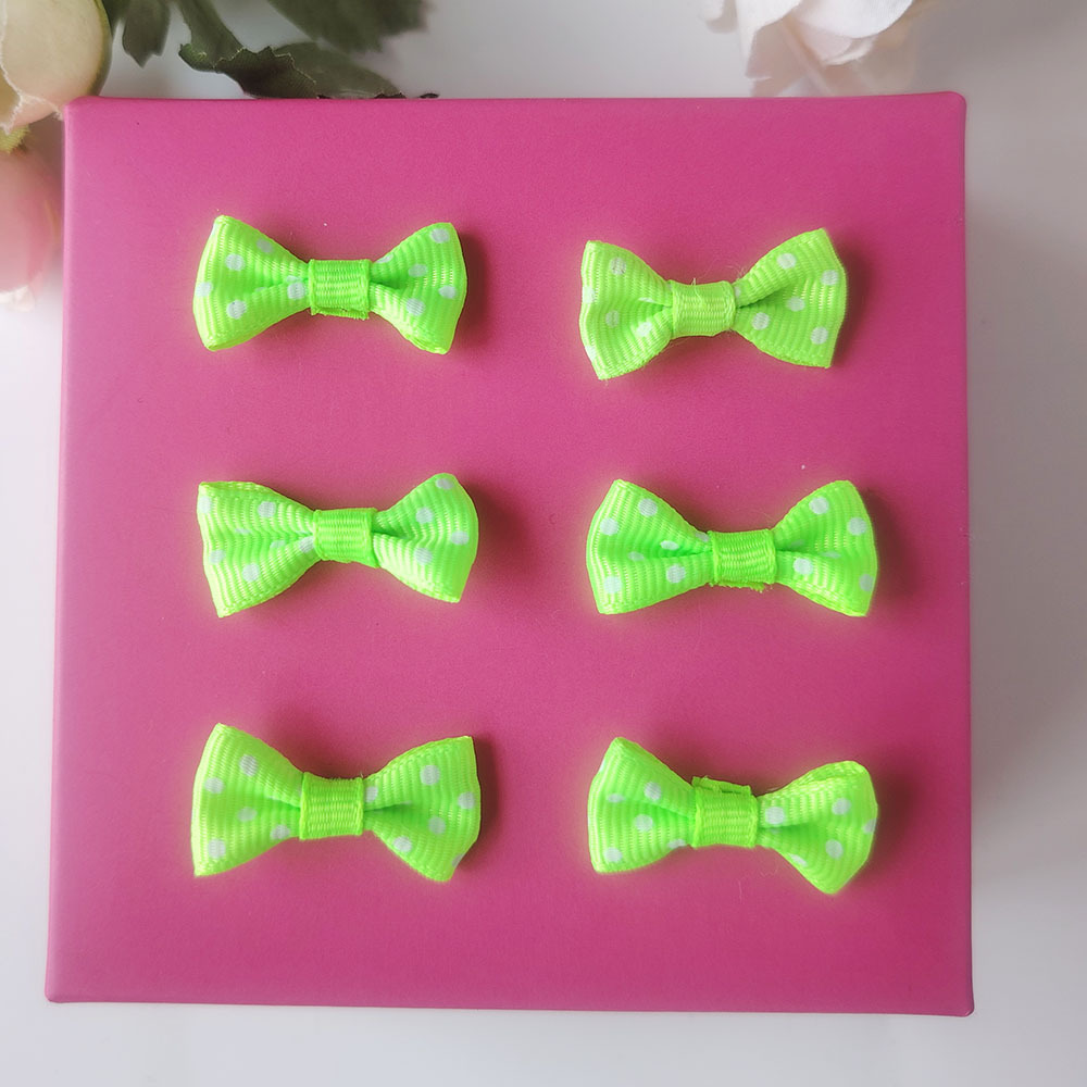 En stock 2,5 cm Polka Dot bolsa cintura arco horquilla DIY accesorios de juguete hilo cintura pajarita embalaje al por mayor