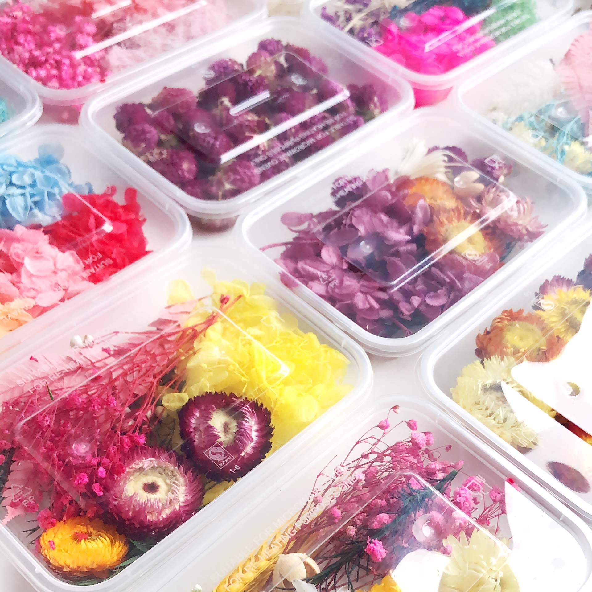 [Caja de flores personalizada] Flor seca paquete de material de flor eterna aromaterapia material de flor de bricolaje Marco de fotos para niños paquete de material de ventilador