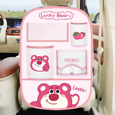Car Anti-Kick Mat Rear Seat Storage Bag Hanging Bag Seat Back Storage Rack Anti-Wear Anti-Dirt Mat (Chair back anti-kick pad) - strawberry-bear-6-in-1-multifunctional-anti-kick-storage-bag-comes-with-waterproof-inner-tube-garbage-bag