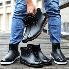 39-47 Men's Low-Top Rain Boots with Anti-Slip Safety Rubber Shoes for Kitchen Waterproof Work Boots Summer