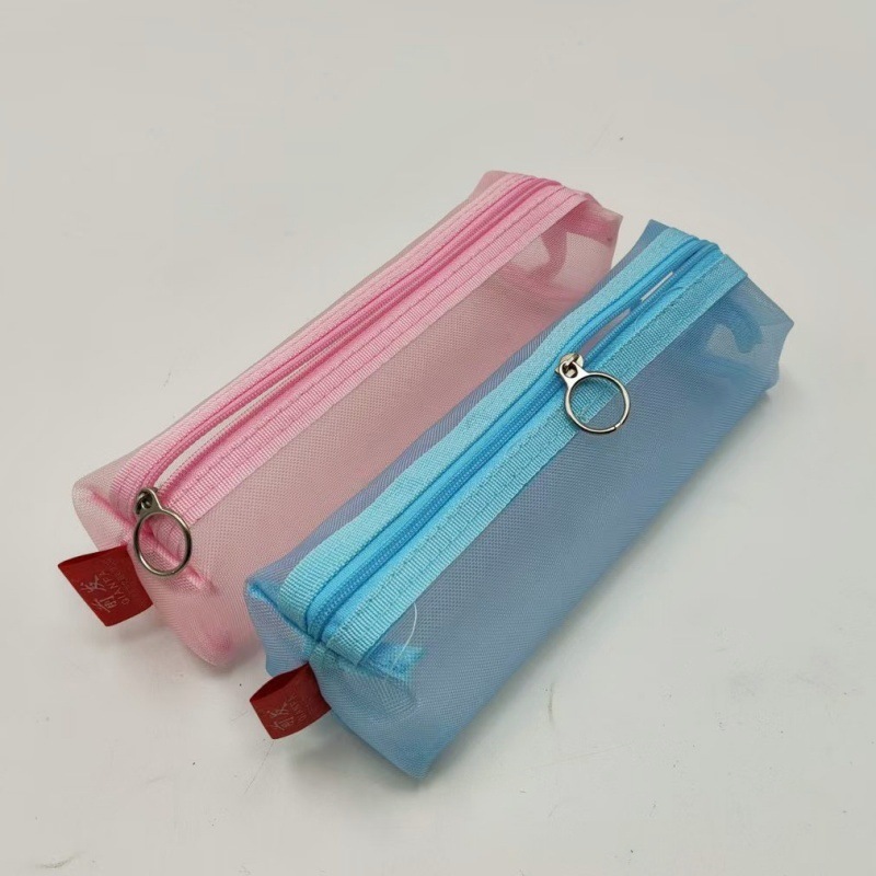 透明メッシュペンケース 大容量文房具バッグ 小学生用 四角収納ペンケース 試験専用 韓国風|undefined