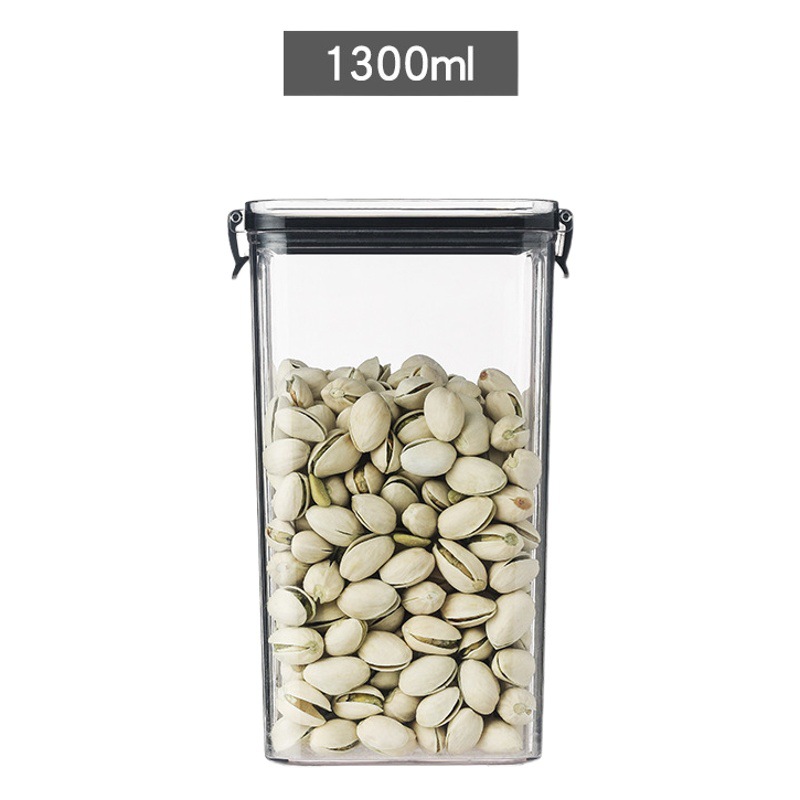 Cuadrado transparente sellado tarro crujiente granos de cocina de almacenamiento tarro merienda de frutas secas de almacenamiento tarro ventas directas de la fábrica